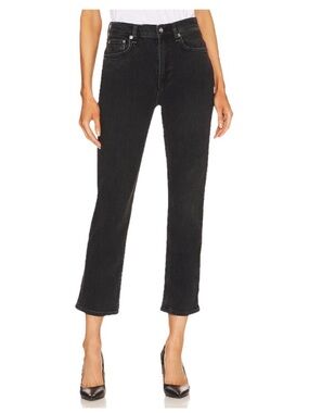 Rag & Bone Womens Wren High Rise Slim Straight Jean Highland Black Size 29